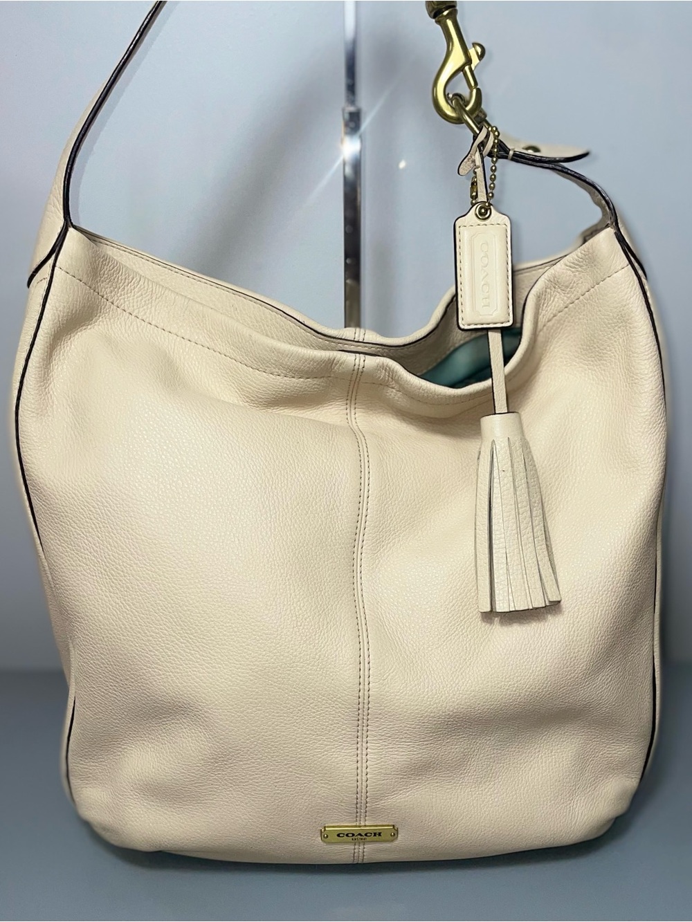 Coach Avery Ivory Leather Hobo Bag